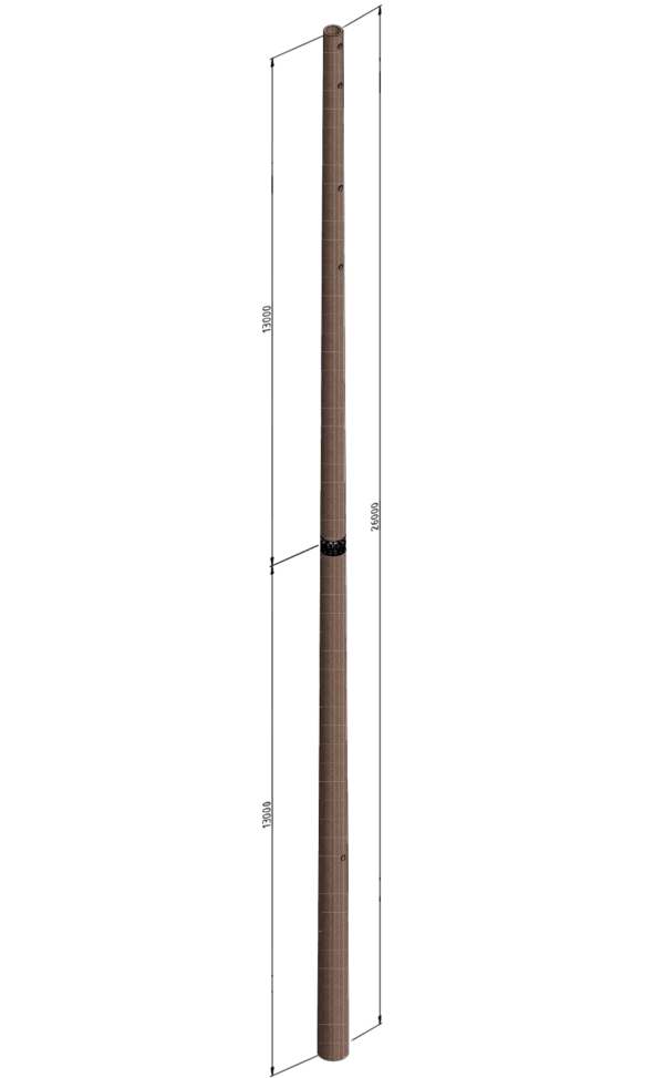 Стойка коническая секционированная СКС260.65 без фланцев в комле и вершине, с размерами