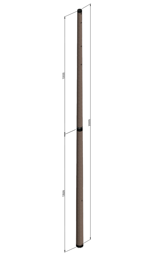 Стойка коническая секционированная СКС260.65 с фланцами в комле и вершине, с размерами