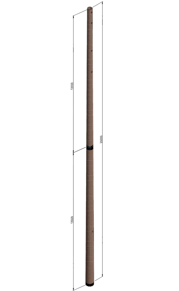 Стойка коническая секционированная СКС260.65 с фланцем в комле, с размерами