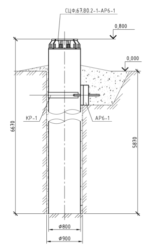 Фундамент цилиндрический СЦФ.67.80.2-1-АР6-1