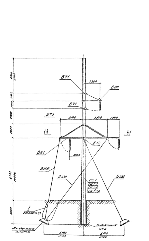 Анкерно-угловая специальная бетонная опора УСБ 110-3, серия 3.407-124, выпуск 1