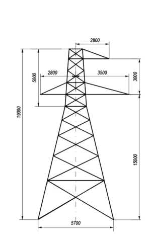 Анкерно-угловая стальная опора У35-1+5, серия 3.407.-68/73 том 8.