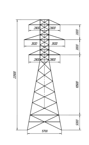 Анкерно-угловая стальная опора У35-2+5, серия 3.407.-68/73, том 8