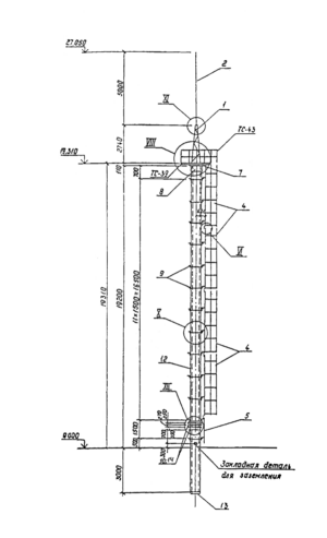 Прожекторная мачта железобетонная ПМЖ-19.3, серия 3.407.9-172 выпуск 1 (инв. №13255тм-Т1).