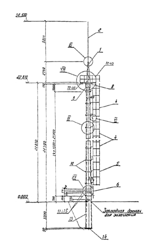 Прожекторная мачта железобетонная ПМЖ-22.8, серия 3.407.9-172 выпуск 1 (инв. №13255тм-Т1).