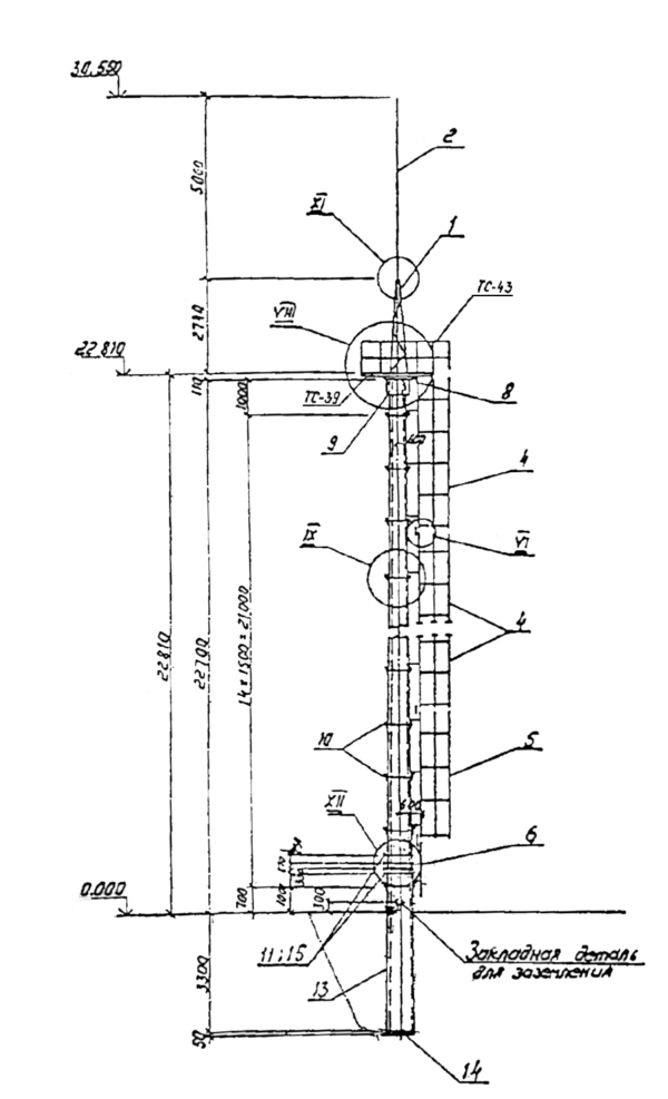 Прожекторная мачта железобетонная ПМЖ-22.8, серия 3.407.9-172 выпуск 1 (инв. №13255тм-Т1).