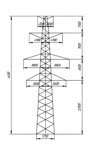 Промежуточная стальная опора П330-2т, серия 3.407-100 том 8 (проект 3080тм-т.8)