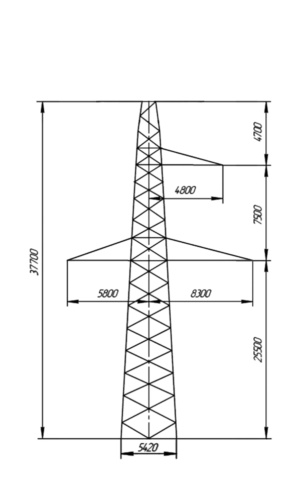 Промежуточная стальная опора П330-3, серия 3.407-100 том 8 (проект 3080тм-т.8)