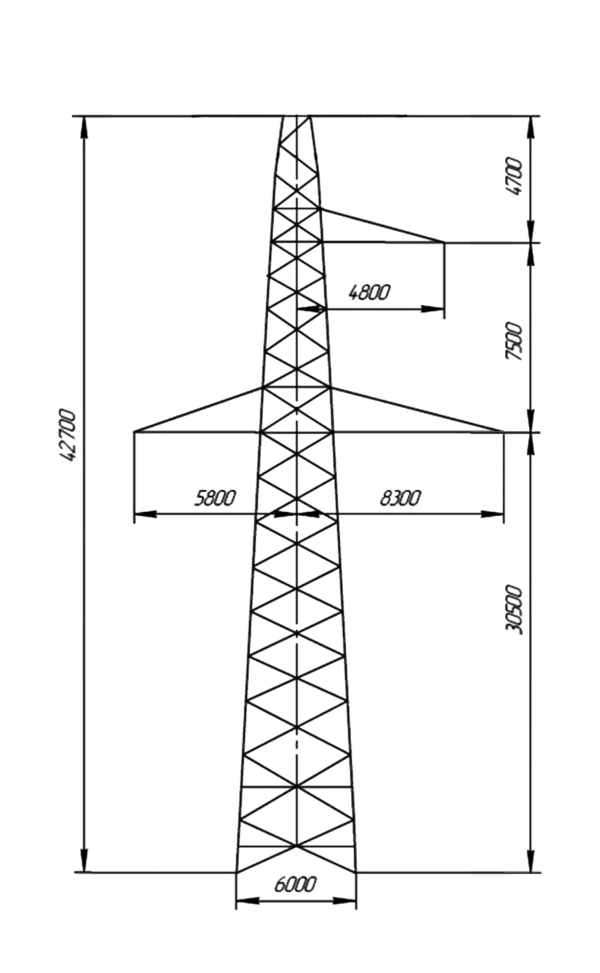 Промежуточная стальная опора П330-3+5, серия 3.407-100 том 8 (проект 3080тм-т.8)