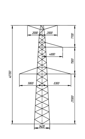 Промежуточная стальная опора П330-3т, серия 3.407-100 том 8 (проект 3080тм-т.8)