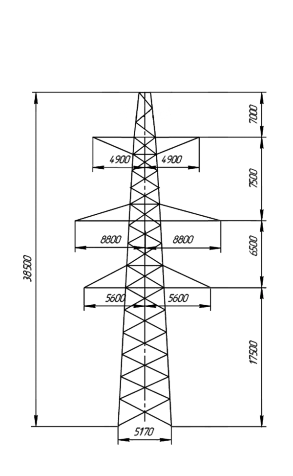 Промежуточная стальная опора ПС330-2, серия 3.407-100 том 8 (проект 3080тм-т.8)