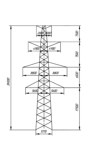 Промежуточная стальная опора ПС330-2т, серия 3.407-100 том 8 (проект 3080тм-т.8)