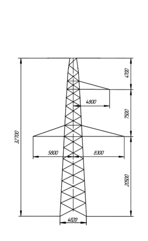 Промежуточная стальная опора ПС330-3, серия 3.407-100 том 8 (проект 3080тм-т.8)