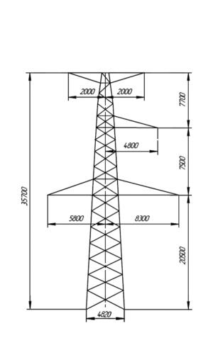 Промежуточная стальная опора ПС330-3т, серия 3.407-100 том 8 (проект 3080тм-т.8)