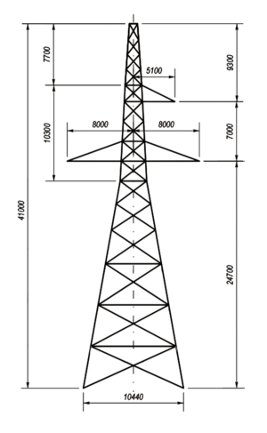 Анкерно-угловая стальная опора У330-1+14, серия 3.407-100 том 9 (проект 3080тм-т.9).