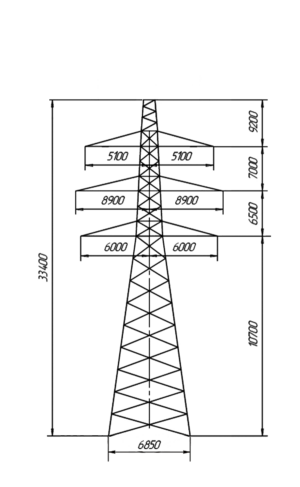 Анкерно-угловая стальная опора У330-2, серия 3.407-100 том 9 (проект 3080тм-т.9).