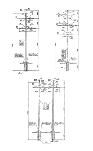 Железобетонные опоры ЛЭП 150 кВ на основе центрифугированных стоек СК по серии 3.407-124