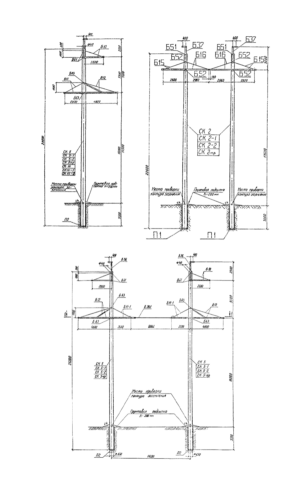 Железобетонные опоры ЛЭП 220 кВ на основе центрифугированных стоек СК, СЦ по серии 3.407-124