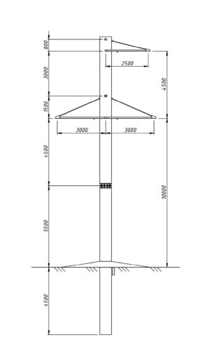 Анкерно-угловая бетонная опора 1,2УБ110-7(01)(с), проект 16.003.
