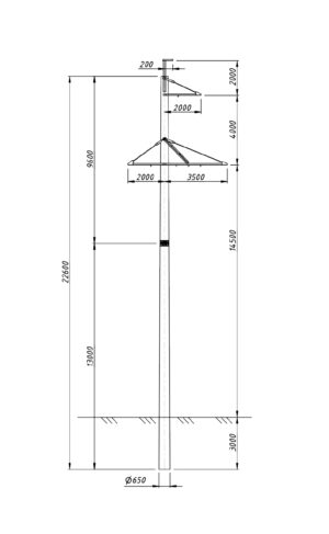 Промежуточная бетонная опора ПБ110-5(с), проект 16.003.