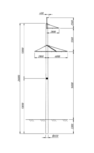 Промежуточная бетонная опора ПБ220-1(с), проект 16.003.
