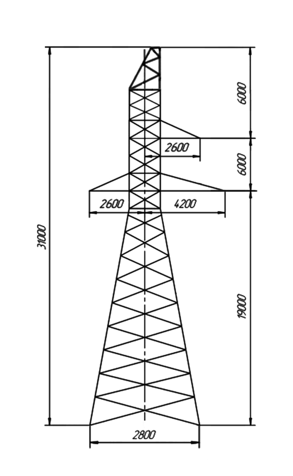 Промежуточная стальная опора П150-1ПГ, серия 3.407-68/73, том 9.