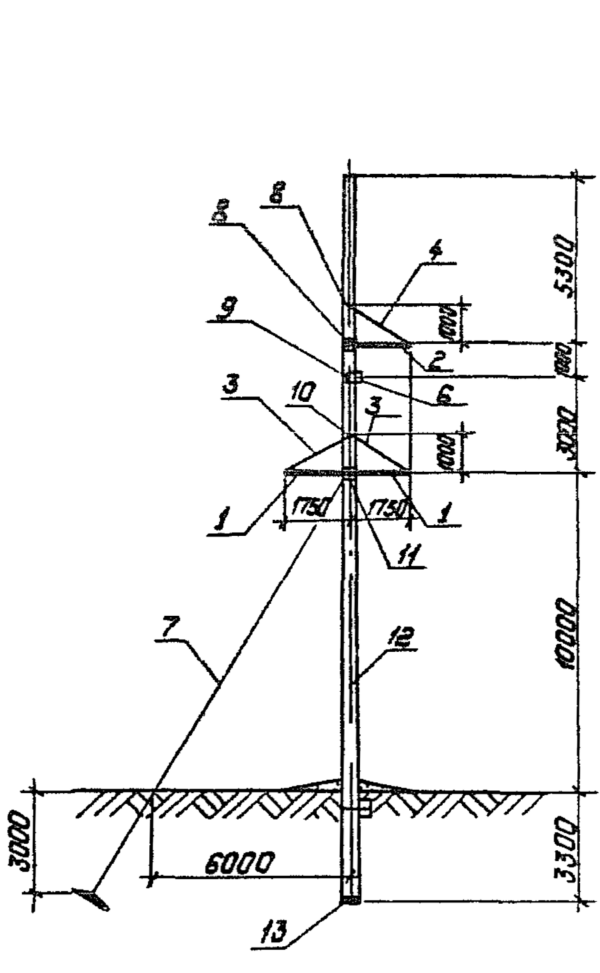 Анкерно-угловая опора 1,2 УБ 35-1 (Исп.01), серия 3.407.1-151, выпуск 1