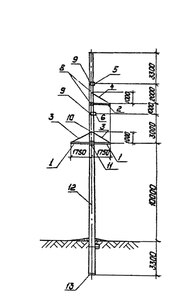Анкерно-угловая опора 1,2 УБ 35-1 (Исп.02), серия 3.407.1-151, выпуск 1