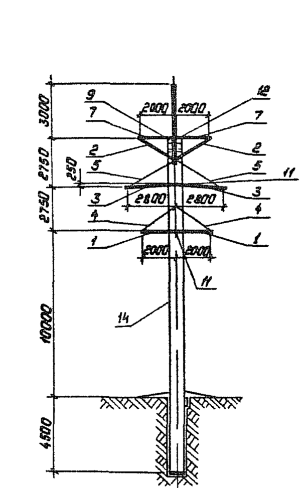 Анкерно-угловая опора 1,2 УБ 35-2 (Исп.07), серия 3.407.1-151, выпуск 1