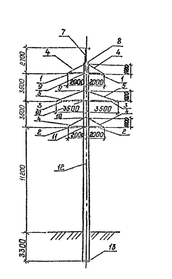 Промежуточная бетонная опора 1,2 ПБ 110-2 (Исп.02), серия 3.407.1-175, выпуск 1