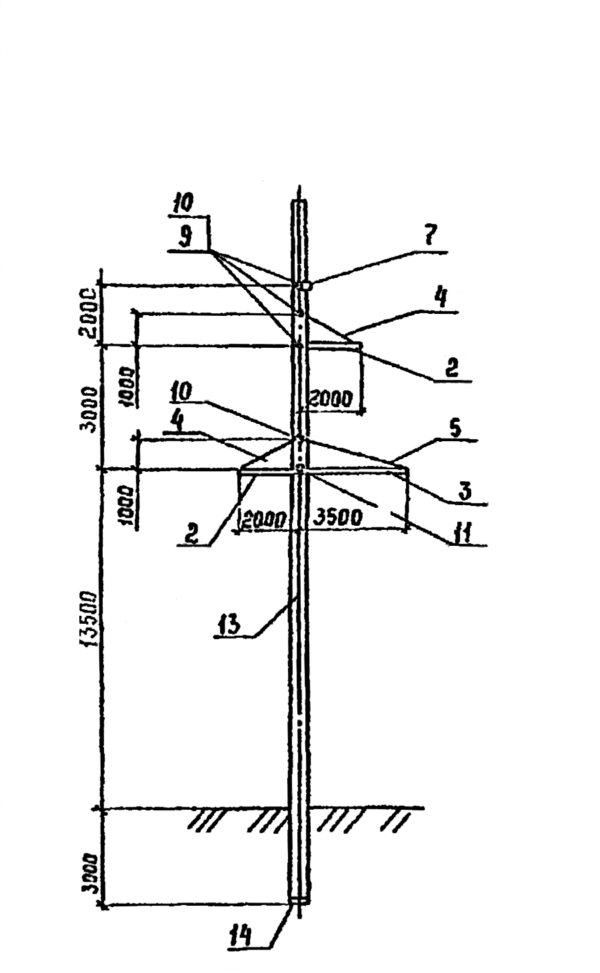 Промежуточная бетонная опора 1,2 ПБ 110-3 (Исп.04), серия 3.407.1-175, выпуск 1