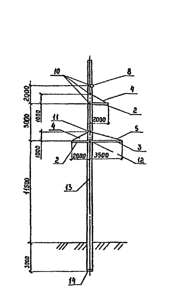 Промежуточная бетонная опора 1,2 ПБ 110-3 (Исп.09), серия 3.407.1-175, выпуск 1