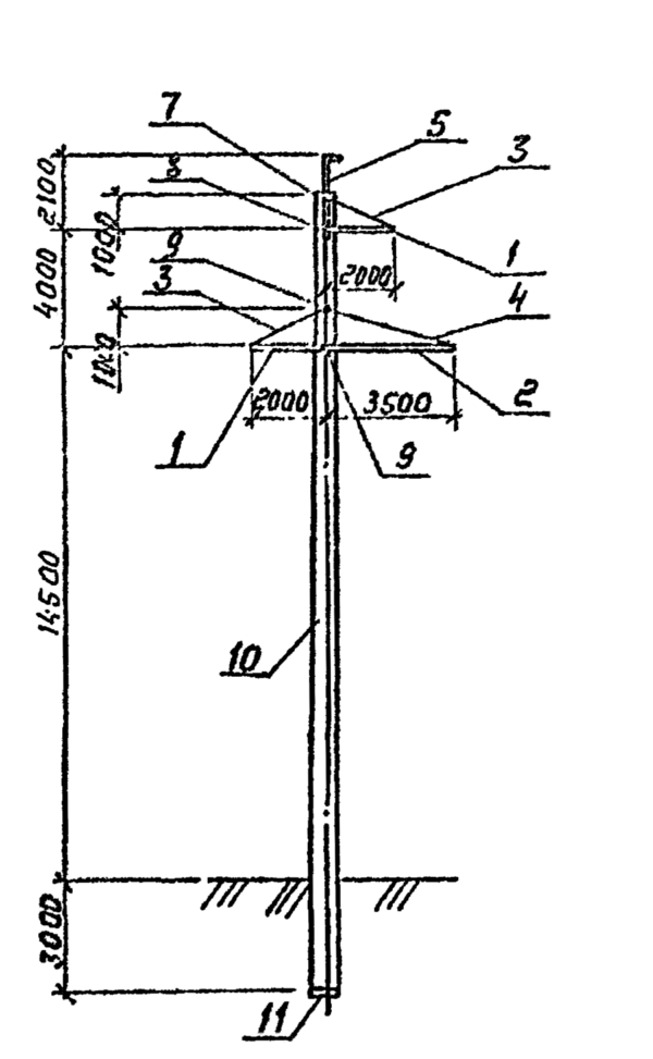 Промежуточная бетонная опора 1,2 ПБ 110-5 (Исп.01), серия 3.407.1-175, выпуск 1