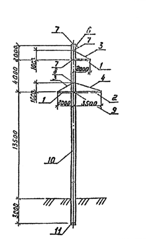 Промежуточная бетонная опора 1,2 ПБ 110-5 (Исп.03), серия 3.407.1-175, выпуск 1
