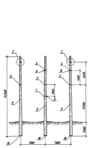 Анкерно-угловая опора 1,2 УБ 220-1 (Исп.01), серия 3.407.1-151, выпуск 1