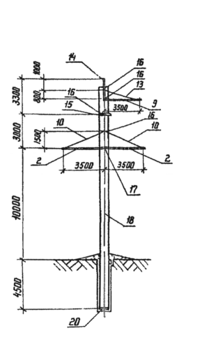Анкерно-угловая опора 1,2 УБ 220-5 (Исп.01), серия 3.407.1-151, выпуск 1