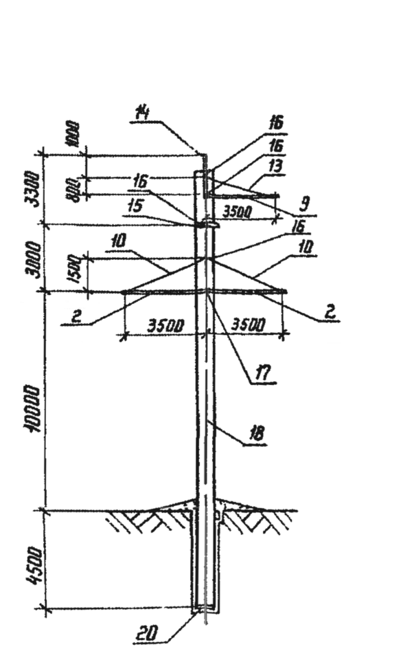 Анкерно-угловая опора 1,2 УБ 220-5 (Исп.01), серия 3.407.1-151, выпуск 1