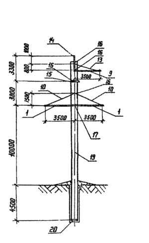 Анкерно-угловая опора 1,2 УБ 220-5 (Исп.03), серия 3.407.1-151, выпуск 1