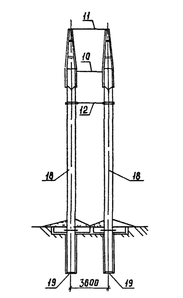 Анкерно-угловая опора 1,2 УБ 220-7 (Исп.03), серия 3.407.1-151, выпуск 1