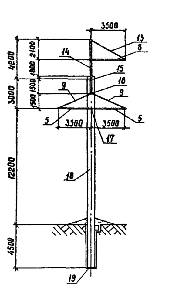 Анкерно-угловая опора 1,2 УБ 220-7 (Исп.04), серия 3.407.1-151, выпуск 1