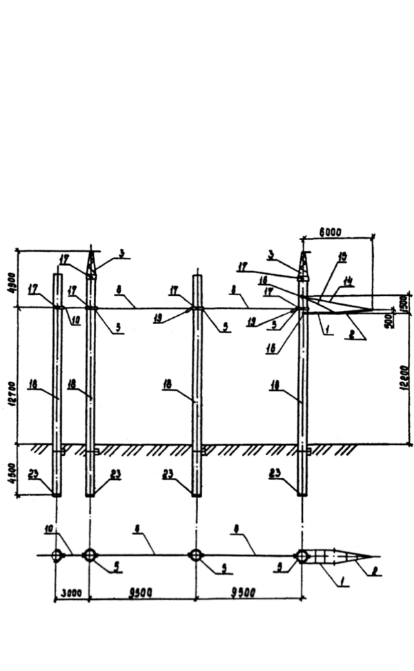 Анкерно-угловая бетонная опора 1,2 УБ 330-1 (Исп.03), серия 3.407.1-167, выпуск 1