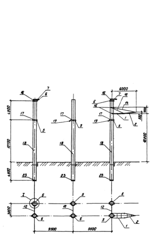 Анкерно-угловая бетонная опора 1,2 УБ 330-1 (Исп.06), серия 3.407.1-167, выпуск 1