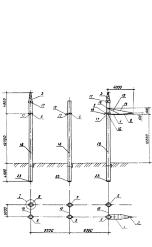 Анкерно-угловая бетонная опора 1,2 УБ 330-1 (Исп.07), серия 3.407.1-167, выпуск 1