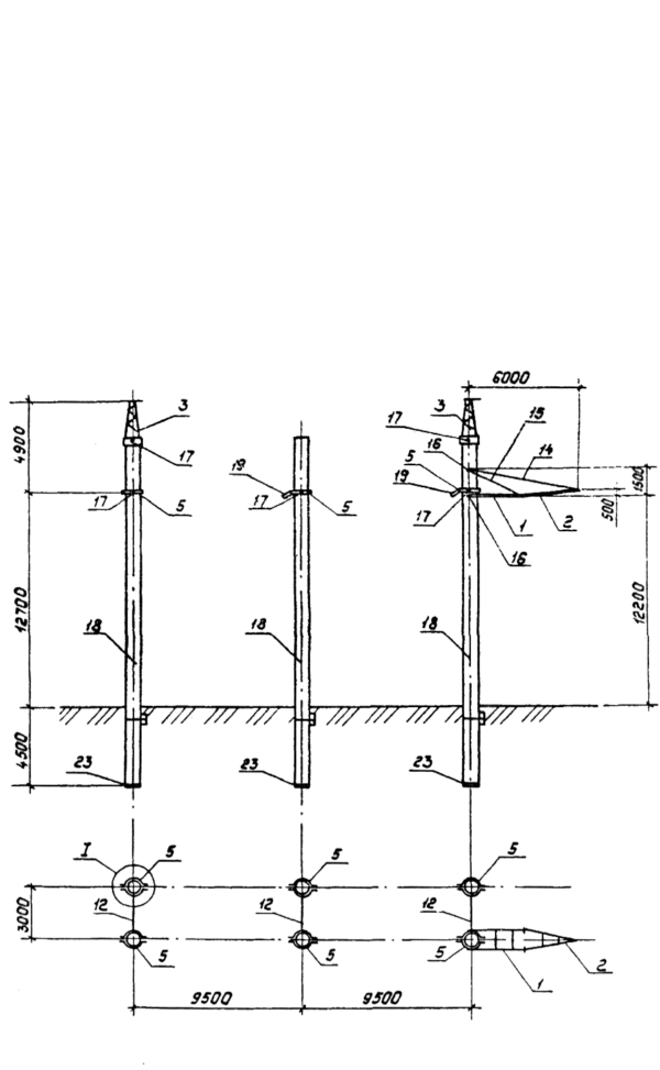 Анкерно-угловая бетонная опора 1,2 УБ 330-1 (Исп.07), серия 3.407.1-167, выпуск 1