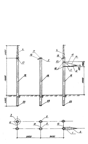 Анкерно-угловая бетонная опора 1,2 УБ 330-1 (Исп.08), серия 3.407.1-167, выпуск 1
