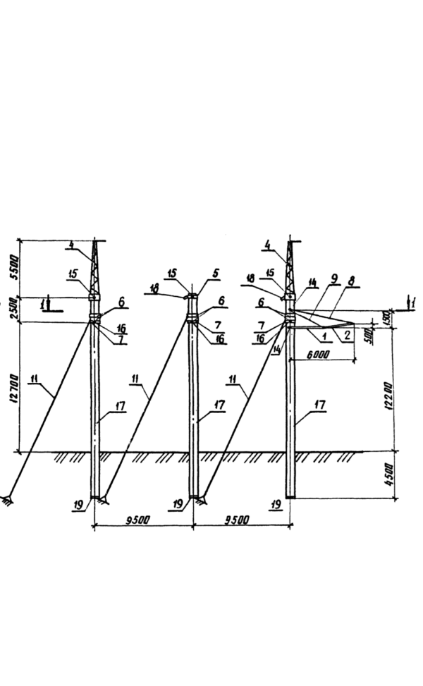 Анкерно-угловая бетонная опора 1,2 УБ 330-3 (Исп.02), серия 3.407.1-167, выпуск 1