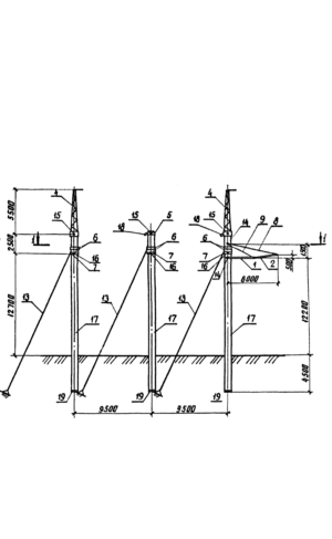 Анкерно-угловая бетонная опора 1,2 УБ 330-3 (Исп.03), серия 3.407.1-167, выпуск 1