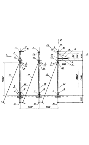 Анкерно-угловая бетонная опора 1,2 УБ 330-5 (Исп.02), серия 3.407.1-167, выпуск 1