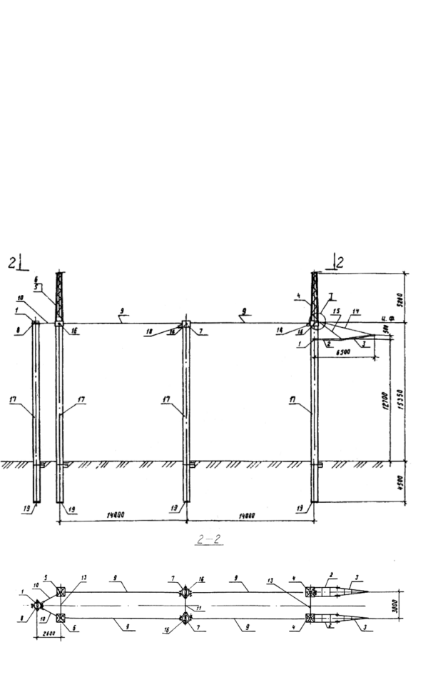 Анкерно-угловая бетонная опора 1,2 УБ 500-1 (Исп.01), серия 3.407.1-167, выпуск 1