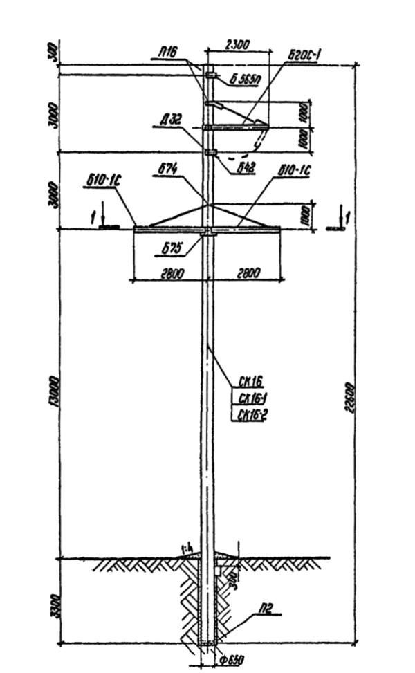 Анкерно-угловая бетонная опора УБ 110-13, серия 3.407-131, выпуск 1